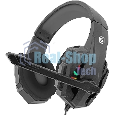 Гарнитура Oklick HS-L355G чёрный, проводная, 3.5 мм, подсветка