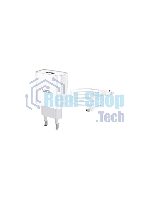 Блок питания (сетевой адаптер) HOCO C81A Asombroso single 1xUSB с кабелем Type-C, 2.1A, 10W, белый