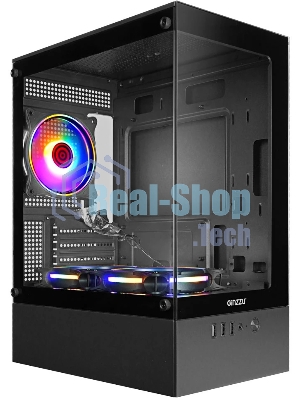 Компьютерный корпус Ginzzu CL475 mATX FAN 3*12LC4 передняя панель Стекло