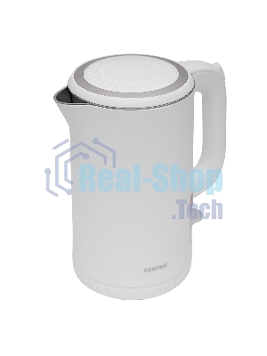 Электрочайник Centek CT-0020 белый, 1.7 л, 2200 Вт, скрытый нагревательный элемент