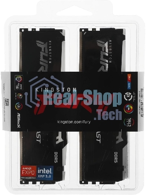 Оперативная память Kingston Fury Beast, DDR5, 64Gb (2x32Gb), 6000MHz, CL36, DIMM, с радиаторами, RGB, черный