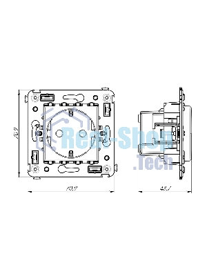 Розетка DKC Avanti 4401003 2P+E со шторками, красный квадрат