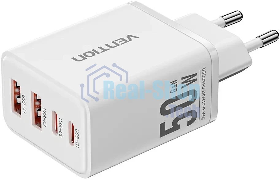 Сетевое зарядное устройство Vention на 4 порта GaN 50W USB (C+C+A+A) белый