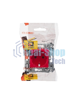 Розетка DKC Avanti 4401003 2P+E со шторками, красный квадрат
