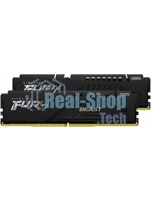 Оперативная память Kingston Fury Beast, DDR5, 16Gb (2x8Gb), 6000MHz, CL30, DIMM, с радиаторами, черный