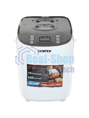 Хлебопечка Centek CT-1415 (бел/сталь) 1500 г БОЛЬШОЙ ОБЪЕМ, 860Вт, 15 программ, таймер, LCD, окошко