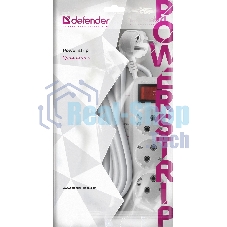 Удлинитель с заземлением Defender L330 16 А, 5 м, заземление, выключатель