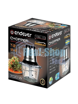 Измельчитель Endever Sigma-130, стальной, 700 Вт, объем чаши 1,2 л, два двойных лезвия, 8 шт/уп
