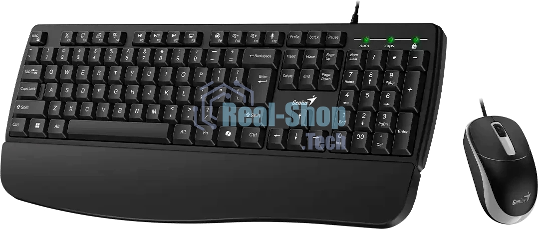 Комплект клавиатура+мышь Genius KM-123 проводной, USB, 1200 DPI, черный
