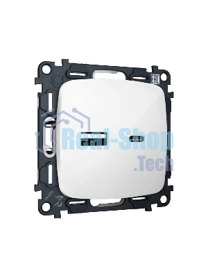 Комплект механизма розетки OMEGA Белый глянец 2USB A+C 20W (быстрая зарядка) QUANT (OP1110, VM177) MO111010