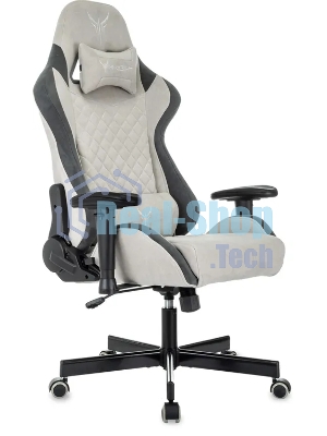 Кресло игровое Knight Regal Fabric светло-серый/серый искусственная замша крестов. металл