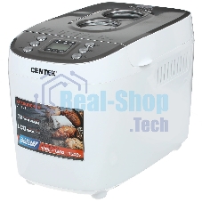 Хлебопечка Centek CT-1415 (бел/сталь) 1500 г БОЛЬШОЙ ОБЪЕМ, 860Вт, 15 программ, таймер, LCD, окошко
