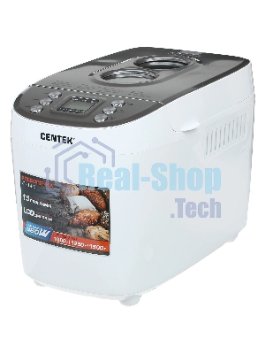 Хлебопечка Centek CT-1415 (бел/сталь) 1500 г БОЛЬШОЙ ОБЪЕМ, 860Вт, 15 программ, таймер, LCD, окошко
