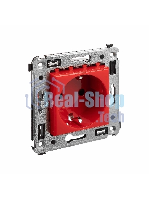 Розетка DKC Avanti 4401003 2P+E со шторками, красный квадрат