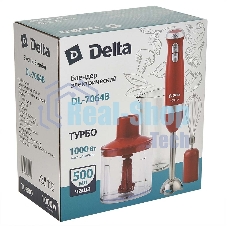 Блендер погружной Delta DL-7064B красный, 1000 Вт, 2 скорости, турбо