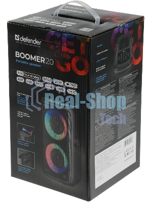 Портативная колонка Defender Boomer 20 20Вт Light/BT/FM/USB/AUX/MIC черный