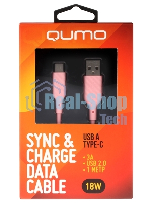 Кабель USB-A to Type-C, silica gel, 1м, 3A, 18W (pink)