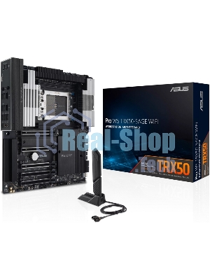 Материнская плата ASUS Pro WS TRX50-SAGE WIFI, sTR5, AMD TRX50, 4xDDR5, 4xSATA, 3xM.2, 1xSlimSAS, 1xPCI-E 5.0 x8, 1xPCI-E 4.0 x16, 1xPCI-E 4.0 x4, 2x 10Gb LAN, 2xUSB-A 2.0, 6xUSB-A 3.2 Gen 2, 1xUSB-C 3.2 Gen 2x2, 2x3.5 мм, 5.1, E-ATX