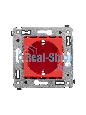 Розетка DKC Avanti 4401003 2P+E со шторками, красный квадрат