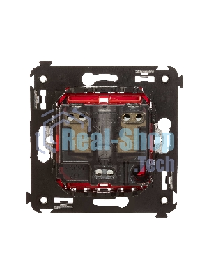 Розетка DKC Avanti 4401003 2P+E со шторками, красный квадрат