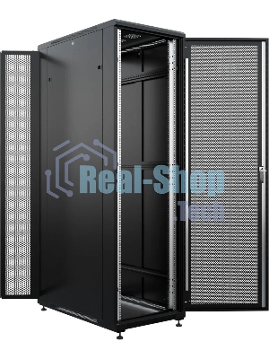 Шкаф серверный NTSS Премиум (NTSS-R42U80100PD/PDD-BL) напольный 42U 800x1000 мм пер. дв. перфор. металл 900 кг серый 910 мм 160 кг 1987 мм IP20 сталь