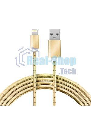 Кабель Rexant USB-A - Lightning для Apple, 2,4А, 1м, в золотой металлической оплетке