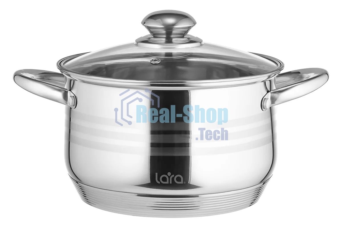 Кастрюля LARA LR02-583 SONATA 24x14,5 см, 6.5 л, нержавеющая сталь, индукция, с крышкой