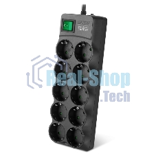 Сетевой фильтр SVEN SF-10E-16 1,8 м (10 розеток) черный