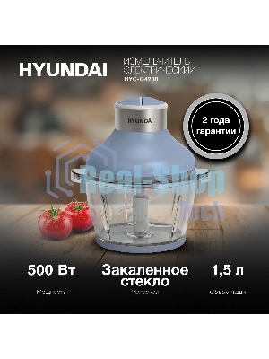 Измельчитель электрический Hyundai HYC-G4208 1.5л. 500Вт мята/серебристый