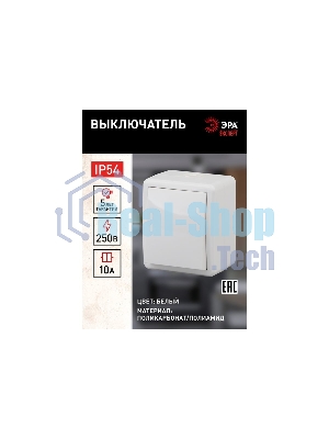 Выключатель 1-кл. ОП ЭРА Эксперт 10А IP54 11-1401-01 250 В 10AX бел.