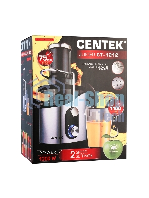 Соковыжималка Centek CT-1212 стальной/чёрный, центробежная, 1200 Вт, 1100 мл, механическое