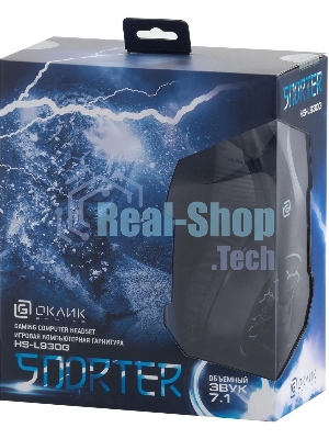 Гарнитура Oklick HS-L930G чёрный/синий, проводная, USB, подсветка