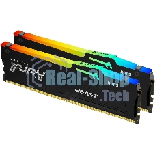 Оперативная память Kingston Fury Beast, DDR5, 32Gb (2x16GB), 5600MHz, CL36, DIMM, с радиаторами, RGB, черный