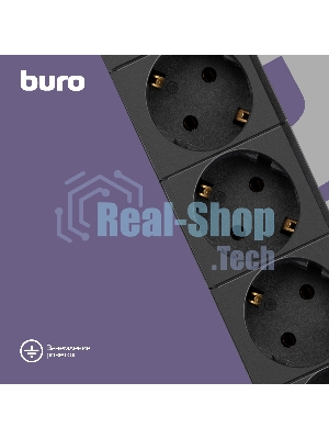 Сетевой фильтр Buro BU-SP1.8 USB 2A-B 1.8м (6 розеток) черный (коробка)
