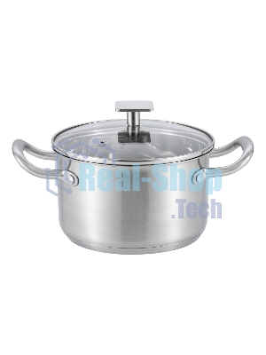 Кастрюля MAUNFELD FLORENCE MF26FR01CR из нержавеющей стали со стеклянной крышкой, 18 см, 2,6 л