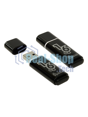 Флешка USB Smartbuy Glossy series black (SB16GbGS-K), 16Gb, USB 2.0, R/W 25/15, черный