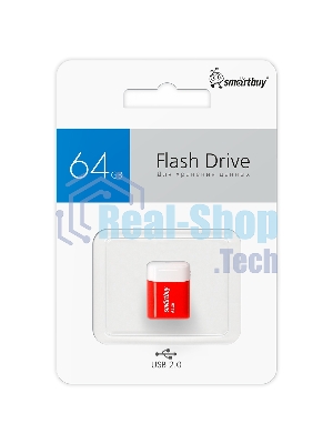 Флешка USB Smartbuy LARA Red (SB64GBLARA-R), 64Gb, USB 2.0, R/W 15/5, красный/белый