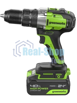 Дрель-шуруповерт GREENWORKS GD24DD60, 24 В, 0 Ач, 60 Нм, бесщеточный, ударный