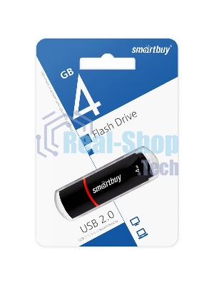 Флешка USB Smartbuy Crown black (SB4GBCRW-K), 4Gb, USB 2.0, R/W 25/15, черный/красный