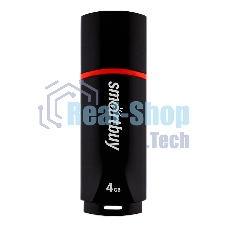 Флешка USB Smartbuy Crown black (SB4GBCRW-K), 4Gb, USB 2.0, R/W 25/15, черный/красный
