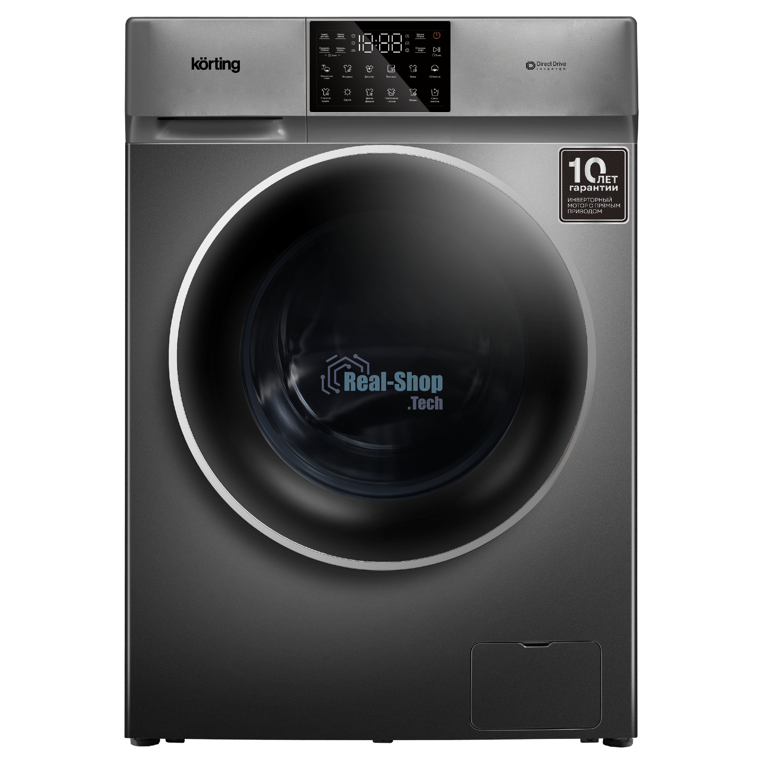 Стиральная машина KORTING KWD 60DV107 Gr серый, загрузка фронтальная 10 кг, 1200 об/мин, класс B