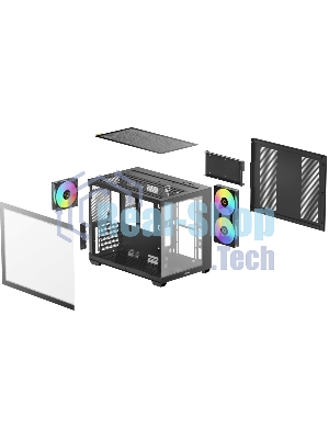 Корпус Ocypus Gamma C54 BK ARGB, Mini-Tower, чёрный, 3 x 120 мм