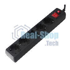 Сетевой фильтр Гарнизон EHLB-1, 5 р, 10А 1.8 м черный