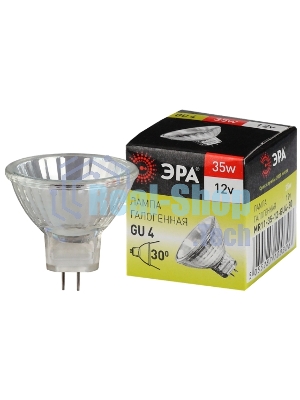 Лампа галогенная ЭРА GU4-MR11-35W-12V-30CL GU4 35Вт софит теплый белый свет