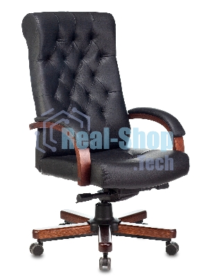 Кресло Бюрократ T-9928WALNUT черный, кожа
