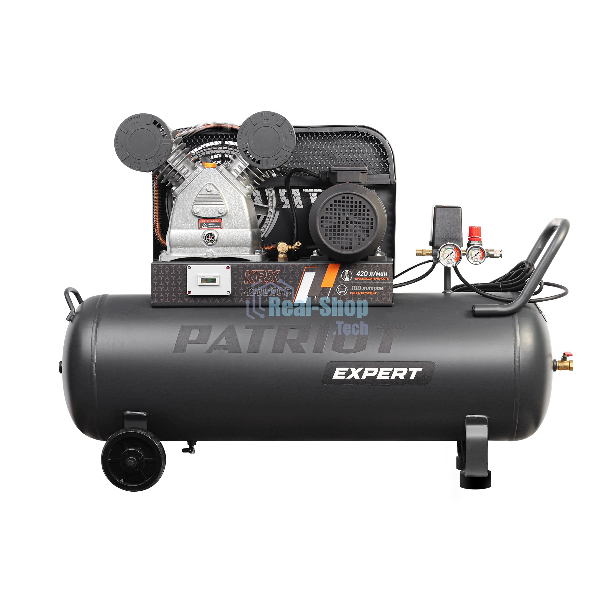 Компрессор поршневой Patriot KRX 420 L100 D ременной, масляный, 420 л/мин, 100 л, 10 бар, 2.2 кВт, 400 В