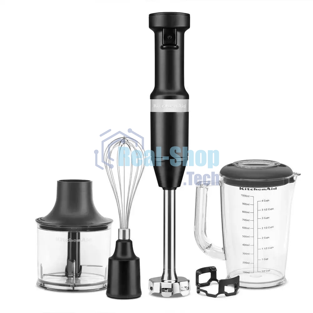 Блендер погружной KitchenAid 5KHBV83EBM с аксессуарами, матовый черный