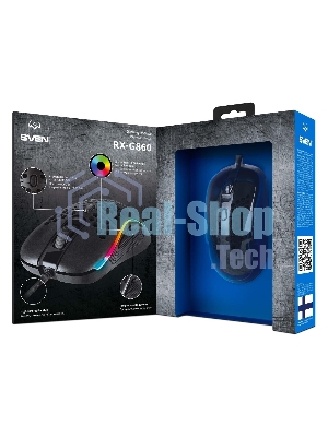 Игровая мышь SVEN RX-G860 чёрная (8 кнопок, 12800 dpi, USB, RGB подсветка )