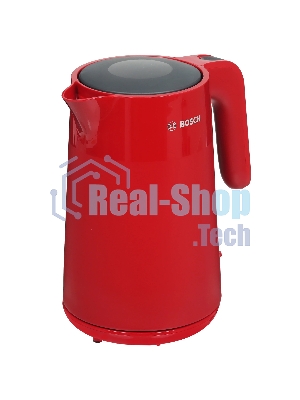 Электрочайник Bosch TWK2M164 красный, 1.7 л, 2400 Вт, скрытый нагревательный элемент