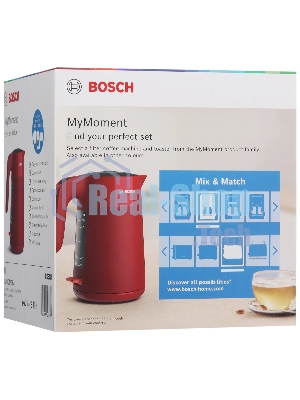 Электрочайник Bosch TWK2M164 красный, 1.7 л, 2400 Вт, скрытый нагревательный элемент